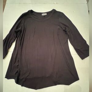 J M COLLECTION WOMEN SIZE 1X DEEP BLACK SCOOP NECK TEE WITH 3/4 LENGTH SLEEVES